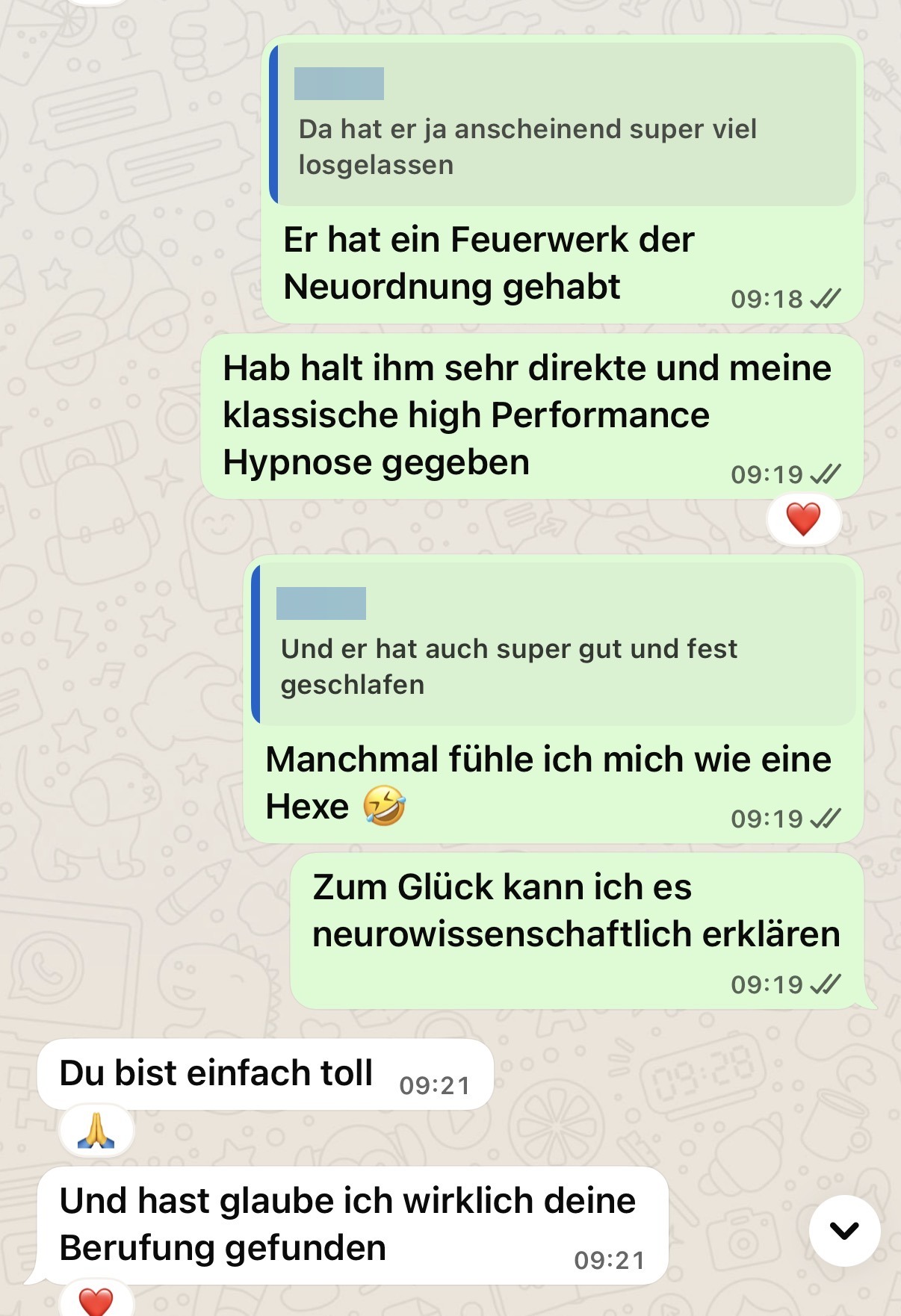 Chat über Feuerwerk der Neuordnung nach der Hypnose