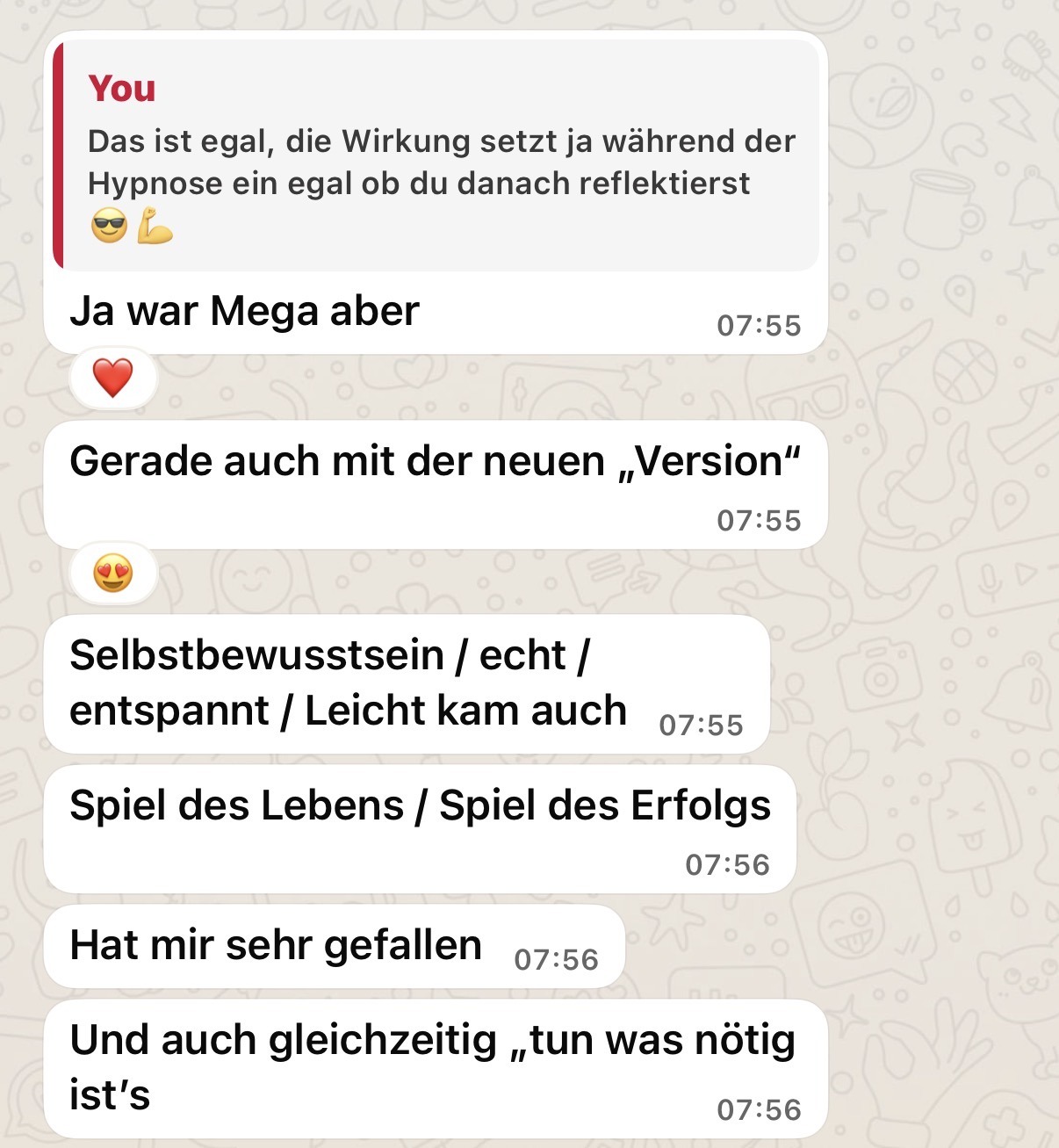 Klient über Selbstbewusstsein und Leichtigkeit