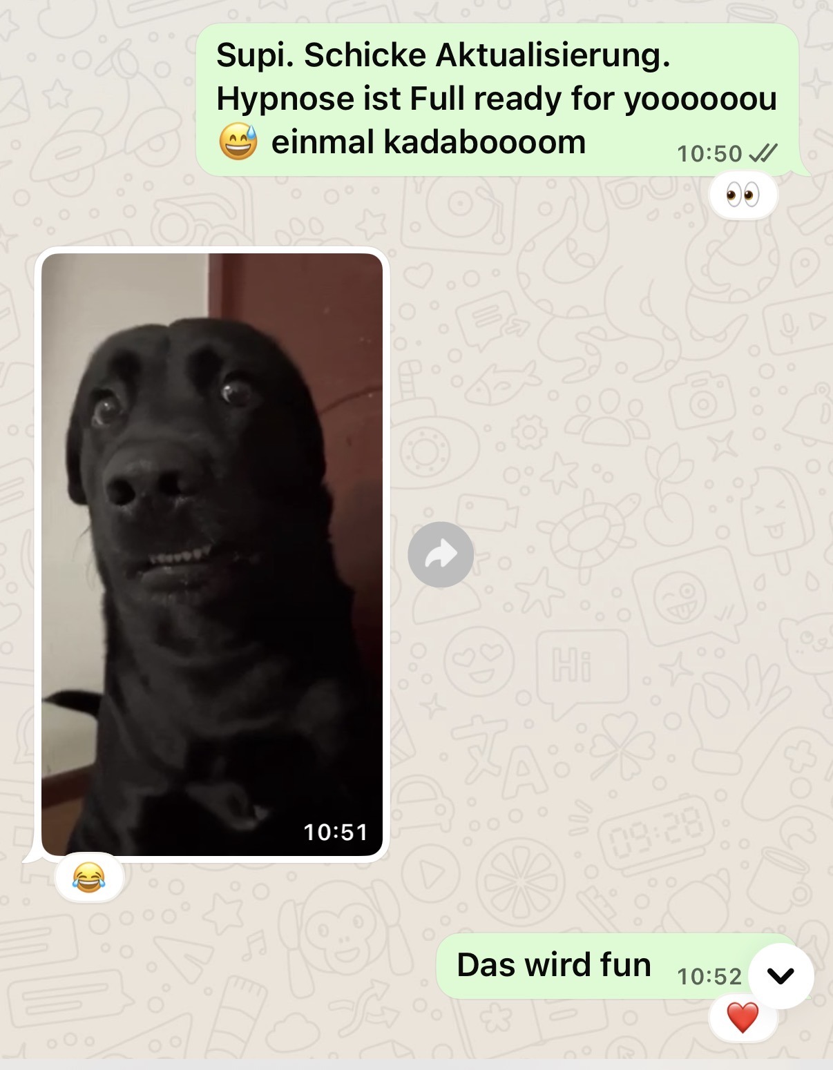 Chat mit Vorfreude auf die nächste Hypnose