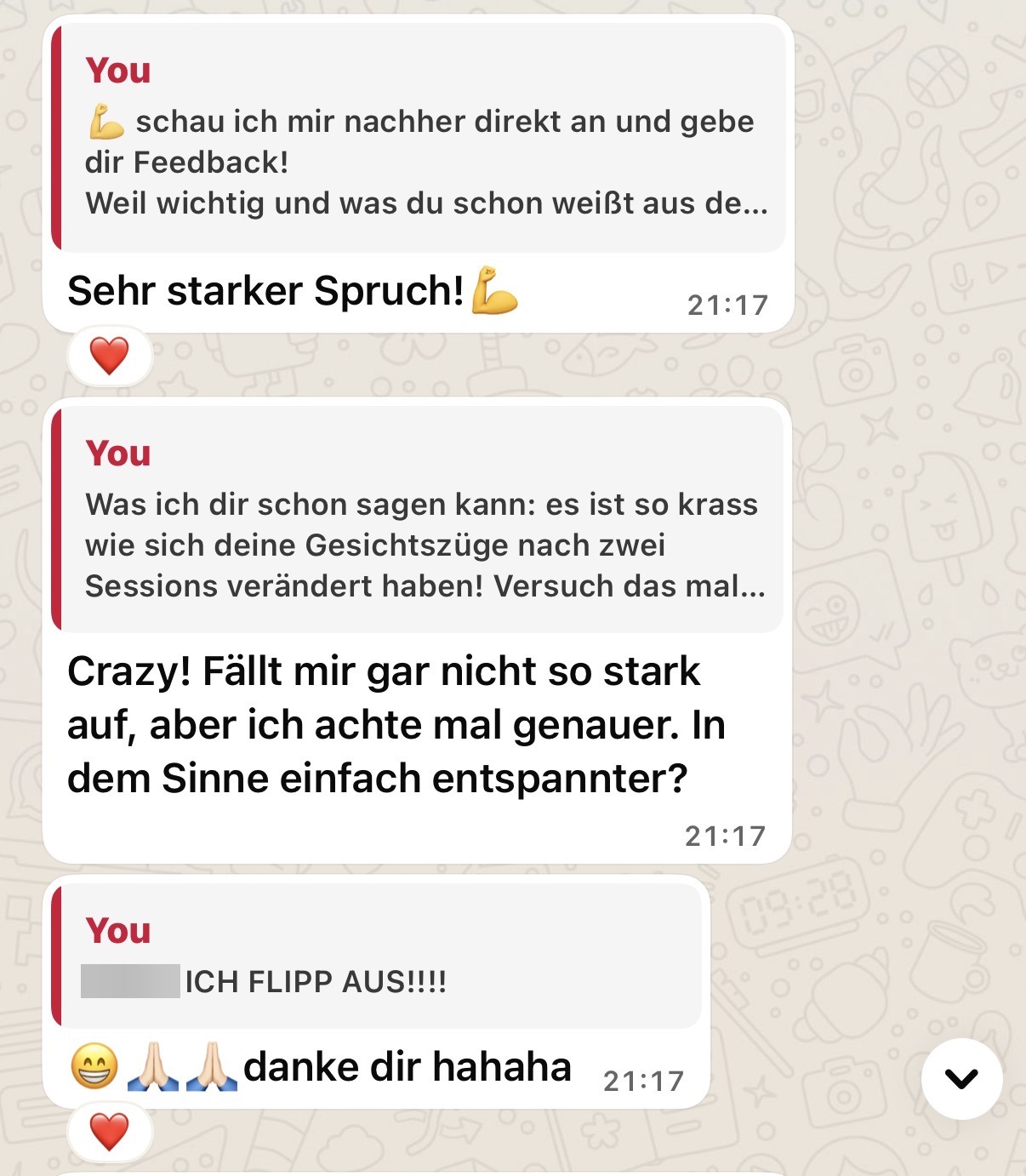 Klient über veränderte Gesichtszüge nach zwei Sessions